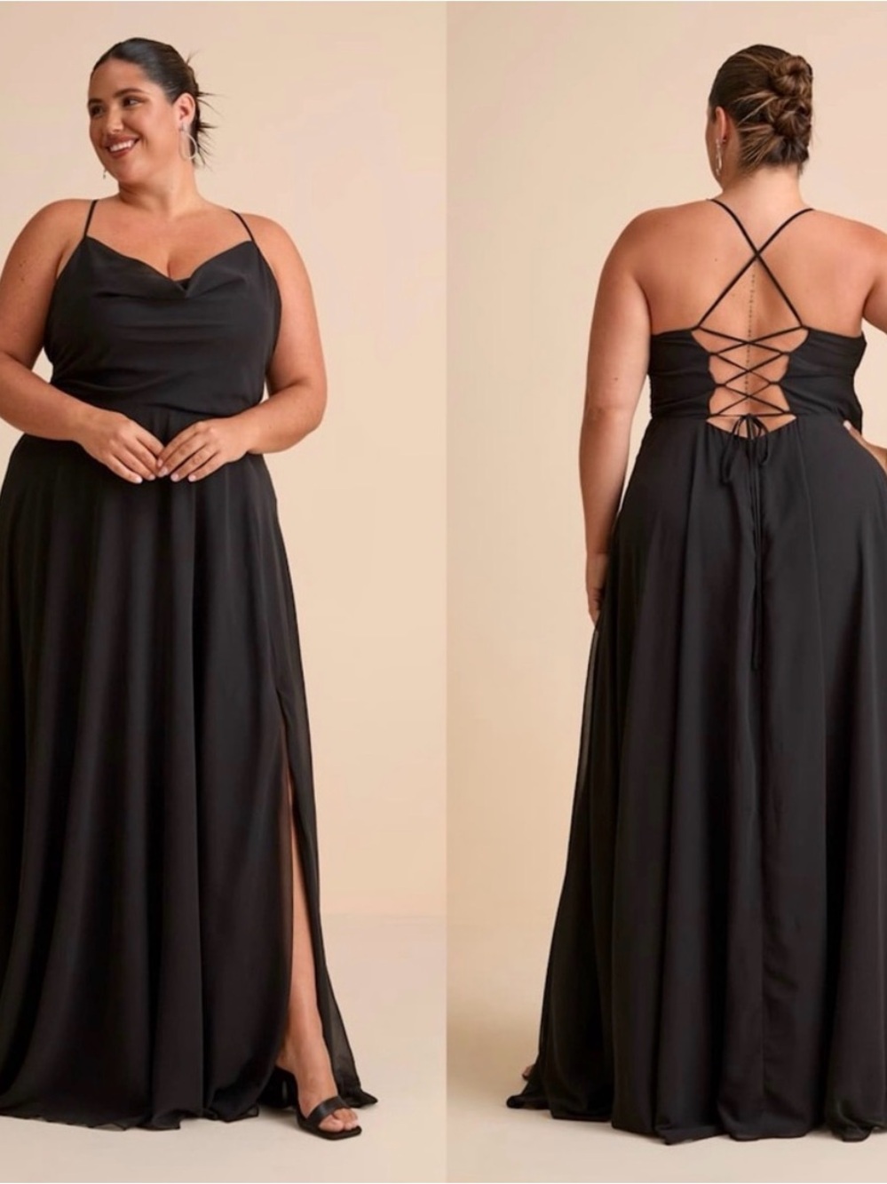 Lulus Romantically Speaking Black Cowl Lace-Up Maxi Dress | XL